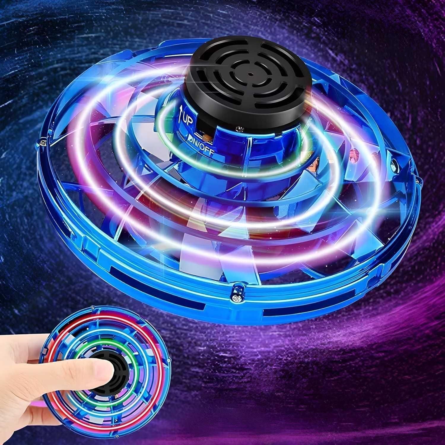 Flying Spinner UFO with LED Lights – Rechargeable Hand-Controlled Drone